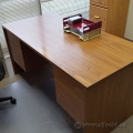 Oak Veneer Double Pedestal Straight Desk